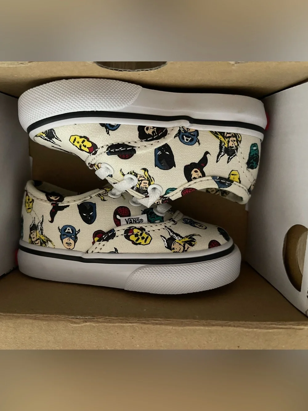 Marvel White Toddler Sneakers with Multicolor Superhero Faces